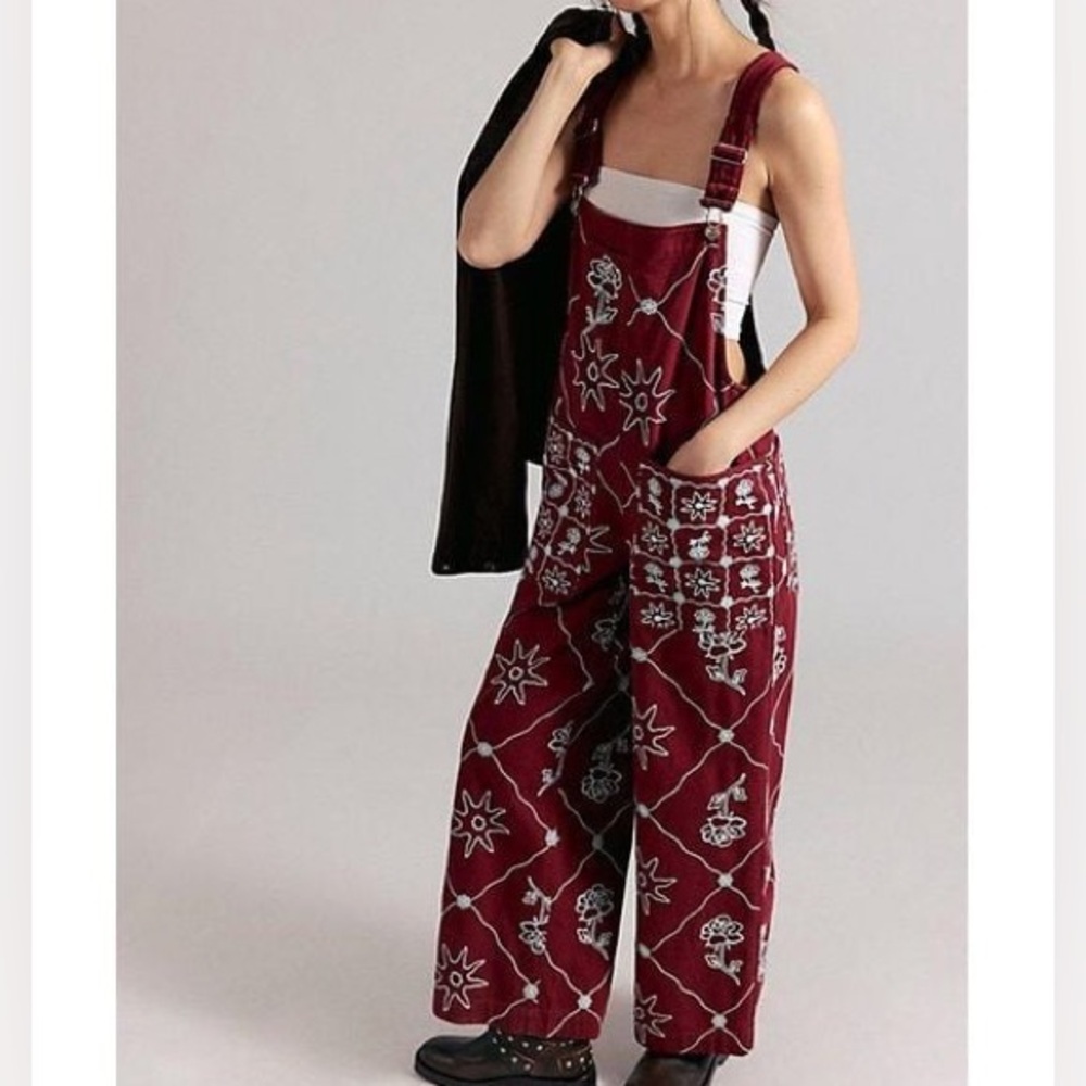 Free People | NWT! Rising Sun Overalls In Red Size: XS